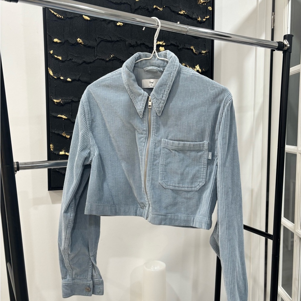 Aritzia Blue Cropped Corduroy Jacket